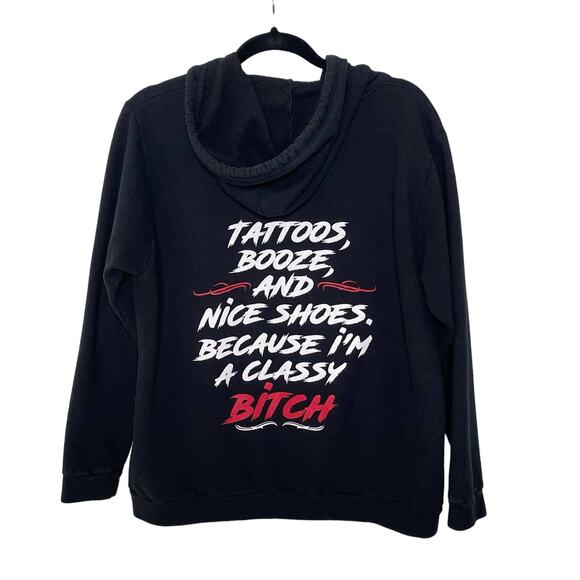 Anvil Outlaw Threadz Hoodie Full Zip Graphic Printed Kangaroo Pocket Black L - Picture 1 of 11